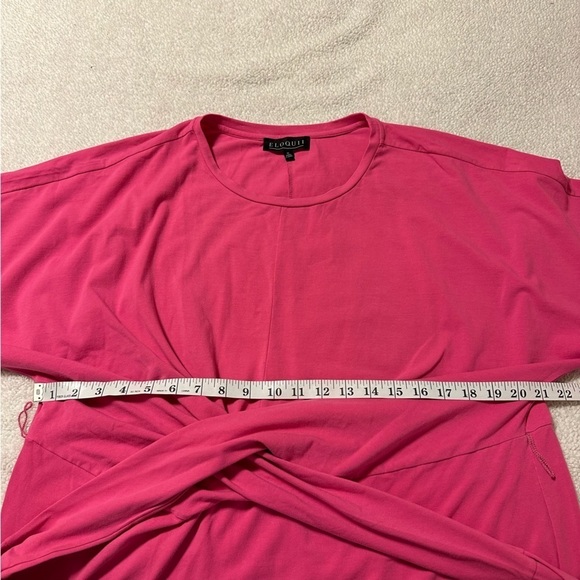 Eloquii Pink Cross Front Wrap Flutter Sleeve Dress - Picture 7 of 12